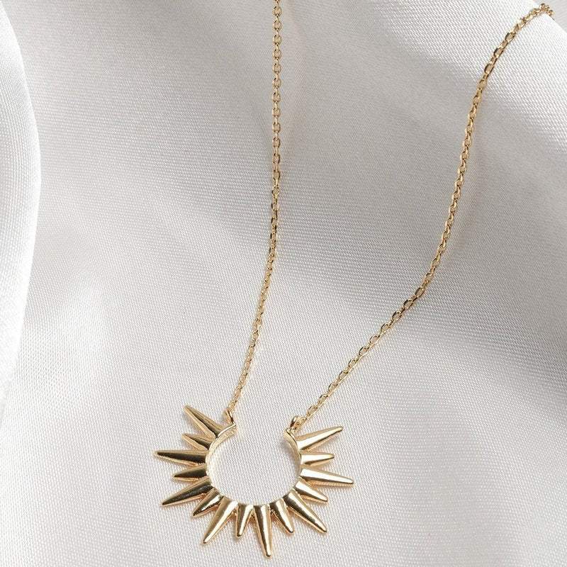 Sunburst 14K Gold Plated Necklace - Necklaces - Nail Polish at Beyond Polish