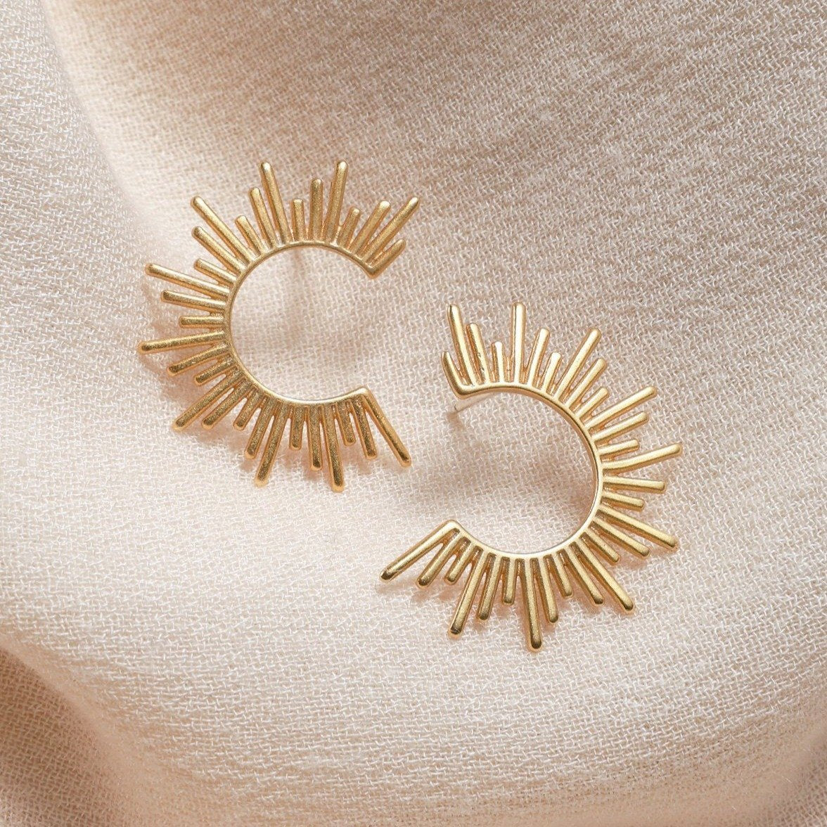 Sunburst Gold Earrings - Earrings - Nail Polish at Beyond Polish