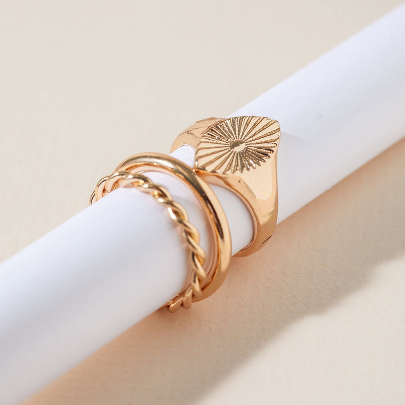 Sunburst Signet Rings Set - Rings - Nail Polish at Beyond Polish