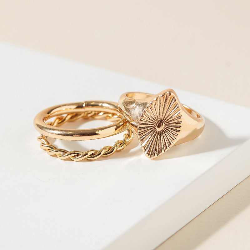 Sunburst Signet Rings Set - Rings - Nail Polish at Beyond Polish