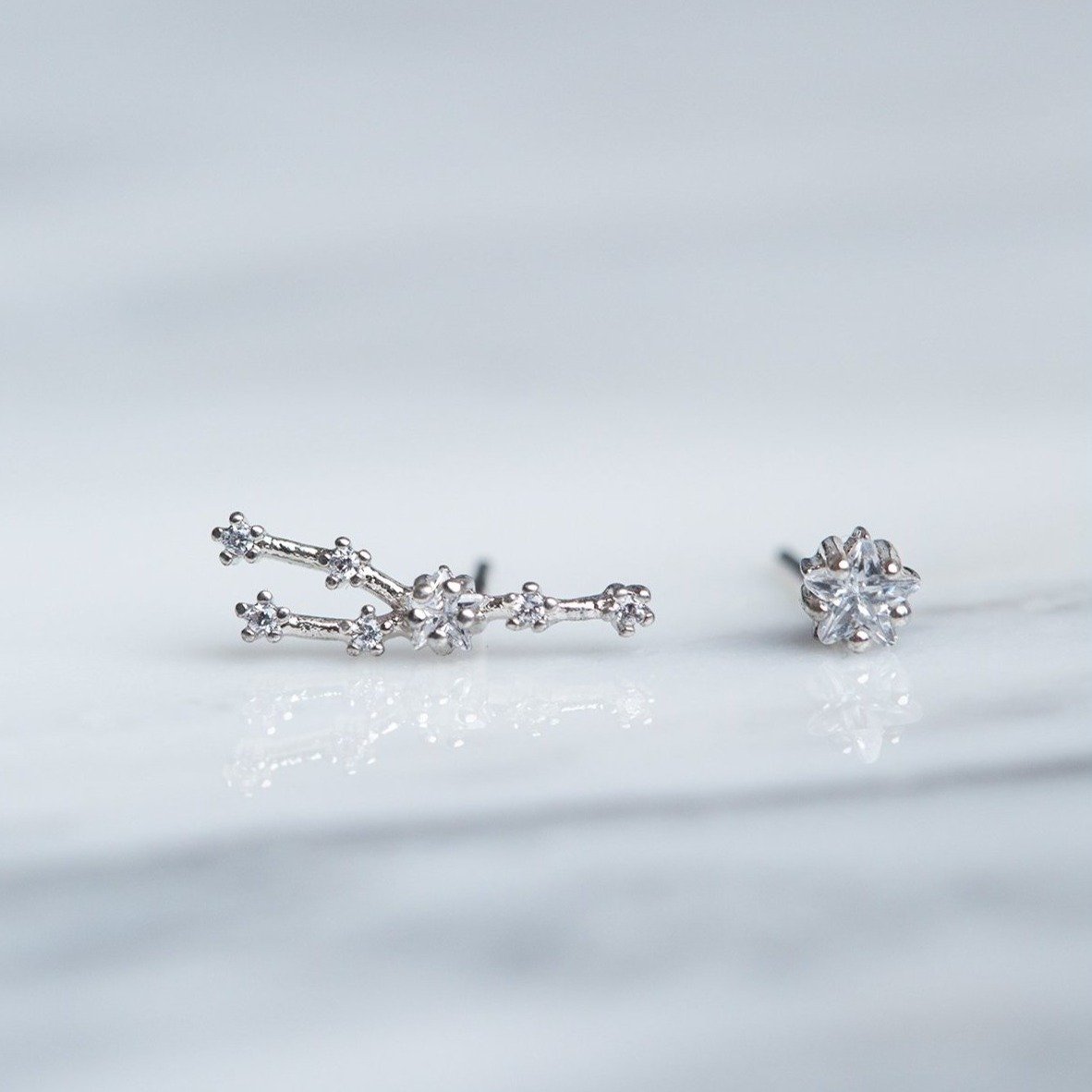 Taurus 24k White Gold Plated Studs - Earrings - Nail Polish at Beyond Polish