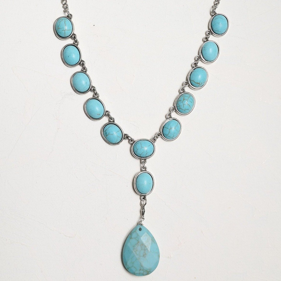Turquoise Marble Statement Necklace - Necklaces - Nail Polish at Beyond Polish