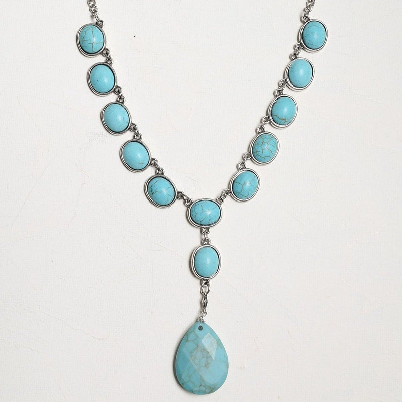 Turquoise Marble Statement Necklace - Necklaces - Nail Polish at Beyond Polish