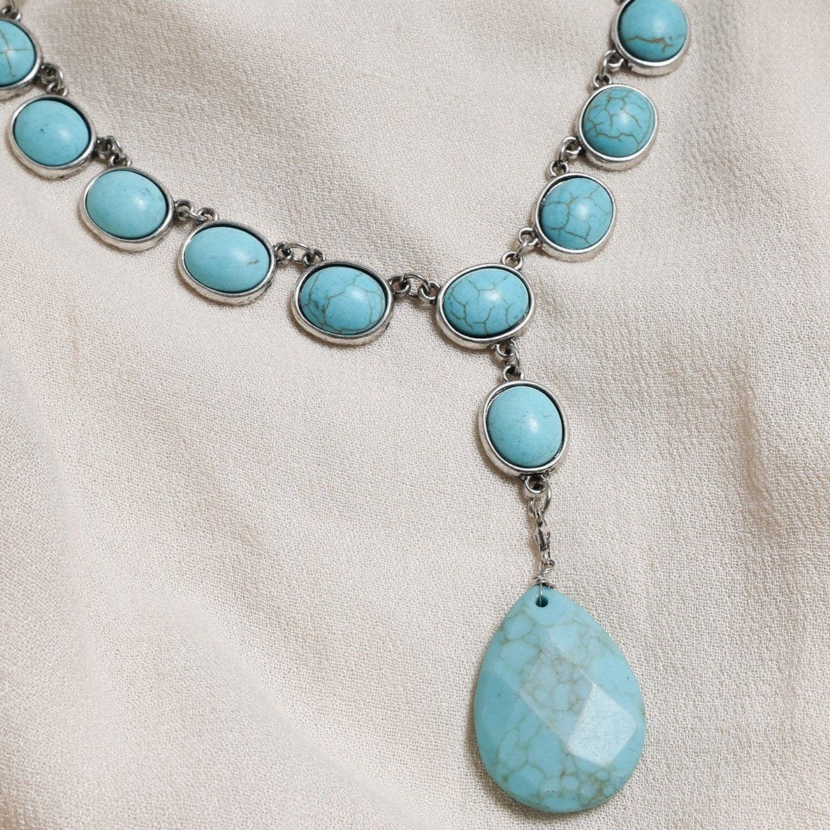 Turquoise Marble Statement Necklace - Necklaces - Nail Polish at Beyond Polish