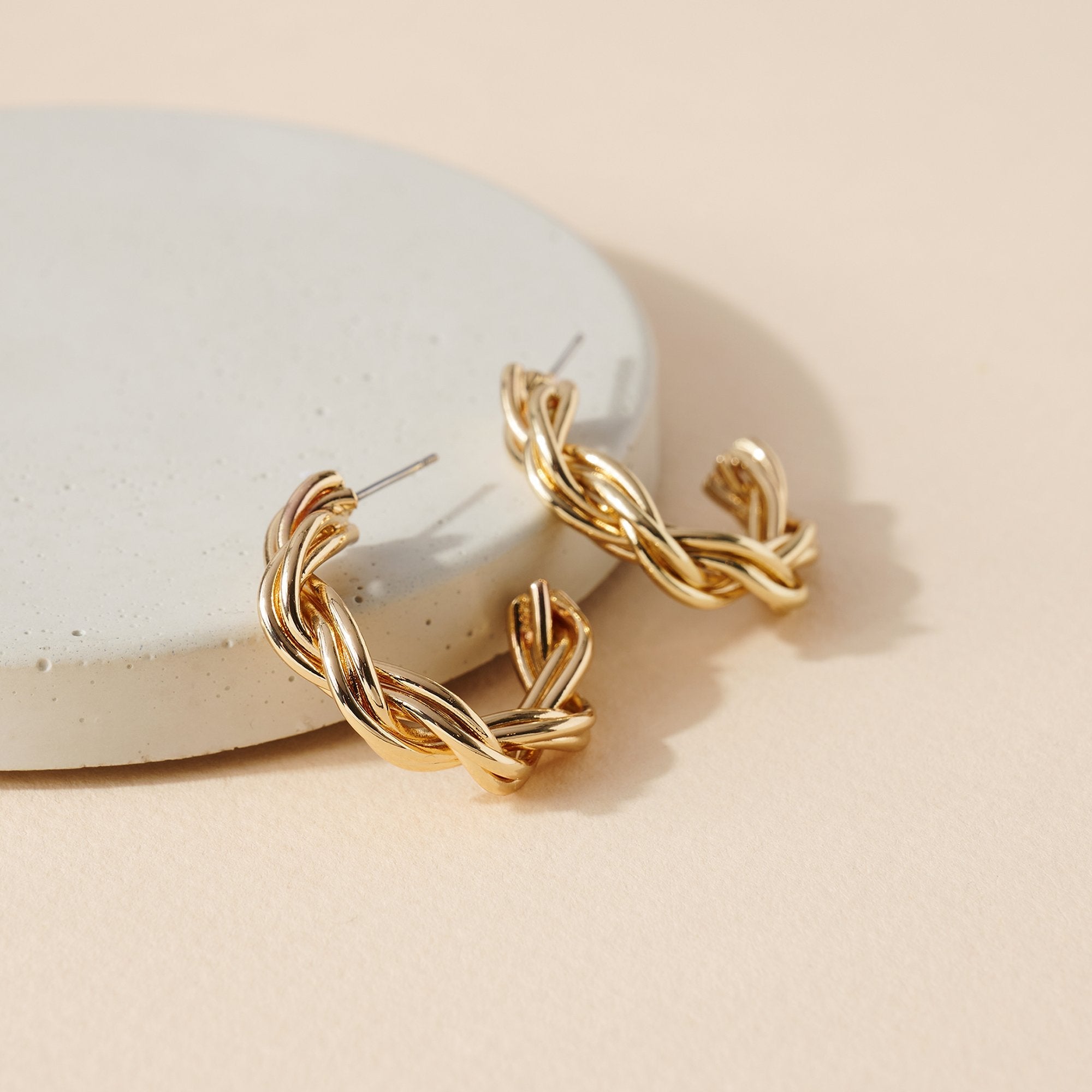 Twisted Hoop Earrings - Earrings - Nail Polish at Beyond Polish