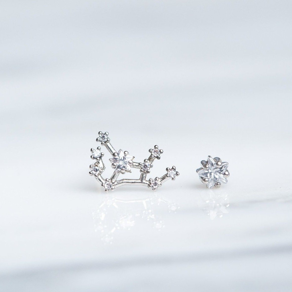 Virgo 24k White Gold Plated Studs - Earrings - Nail Polish at Beyond Polish