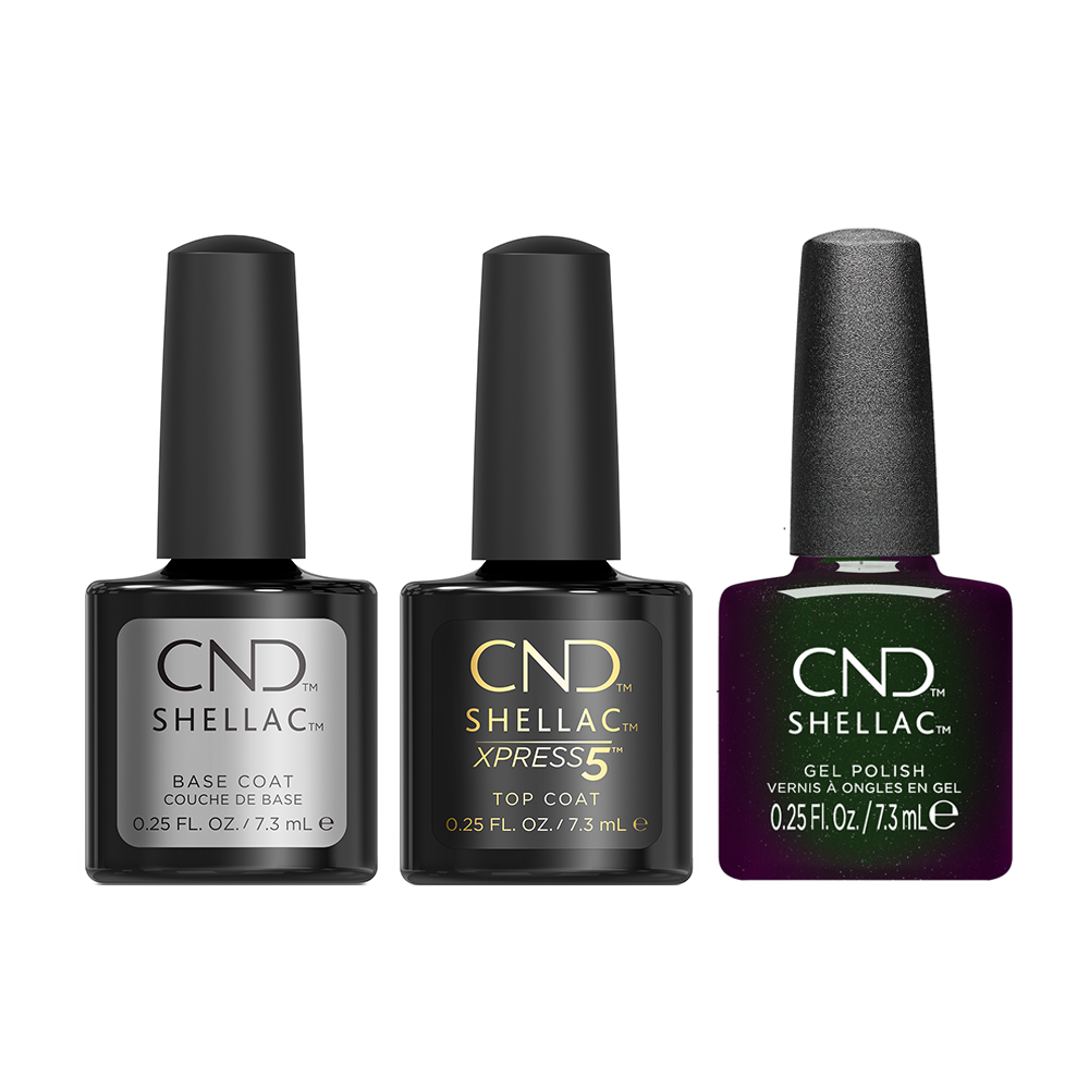 CND - Shellac Xpress5 Combo - Base, Top & Forevergreen (0.25 oz) - Gel Polish - Nail Polish at Beyond Polish