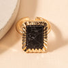 Rectangular Stone Metal Ring in Black - Rings - Nail Polish at Beyond Polish