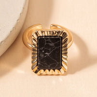 Rectangular Stone Metal Ring in Black - Rings - Nail Polish at Beyond Polish
