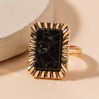 Rectangular Stone Metal Ring in Black - Rings - Nail Polish at Beyond Polish