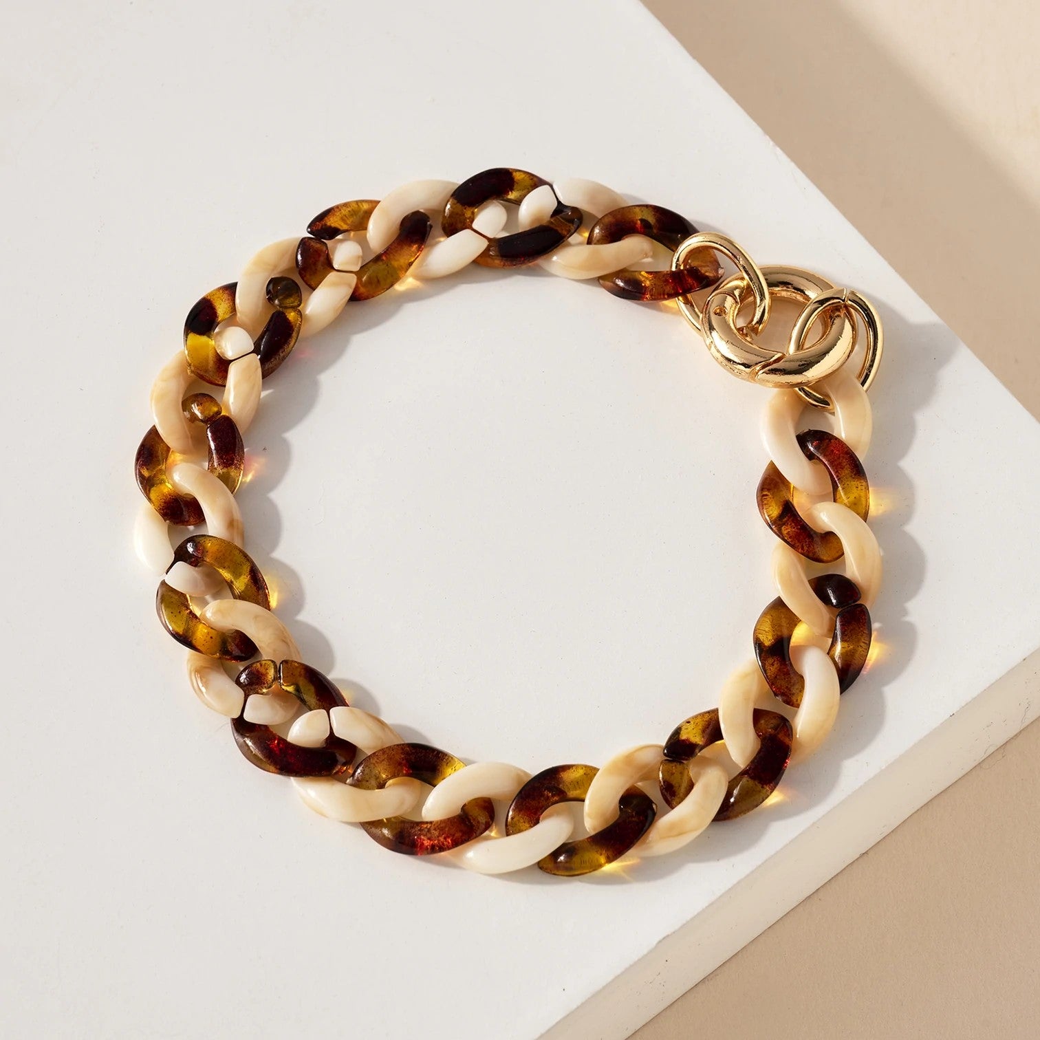 Two Toned Resin Chain Bracelet in Brown - Bracelets - Nail Polish at Beyond Polish