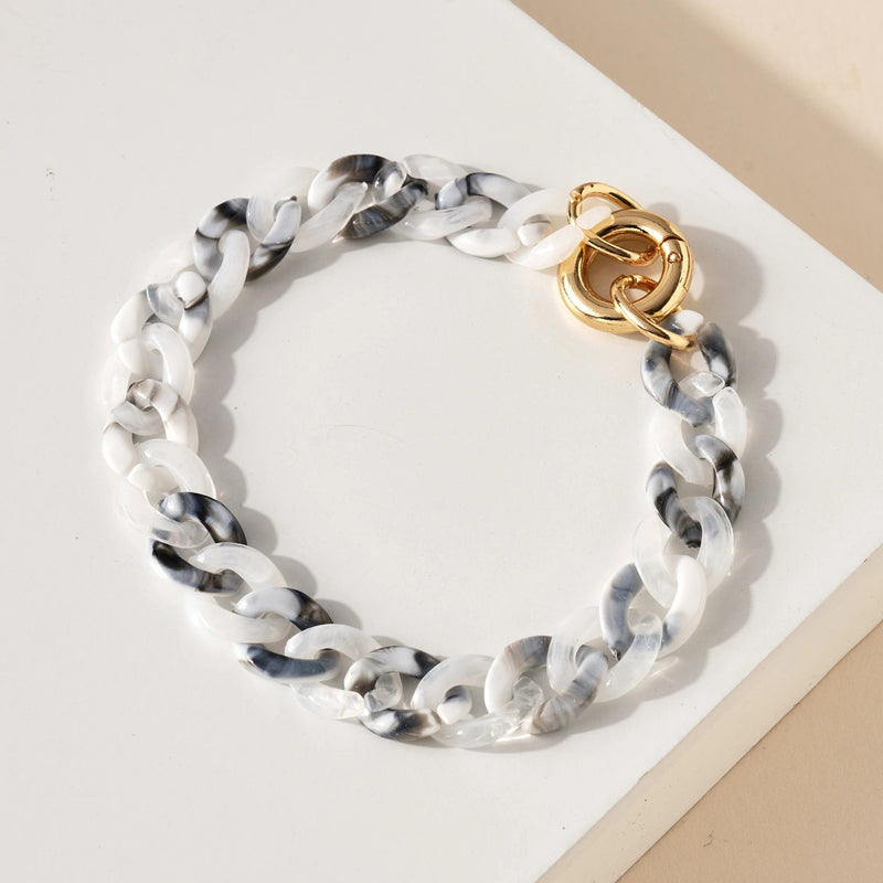 Two Toned Resin Chain Bracelet in White - Bracelets - Nail Polish at Beyond Polish