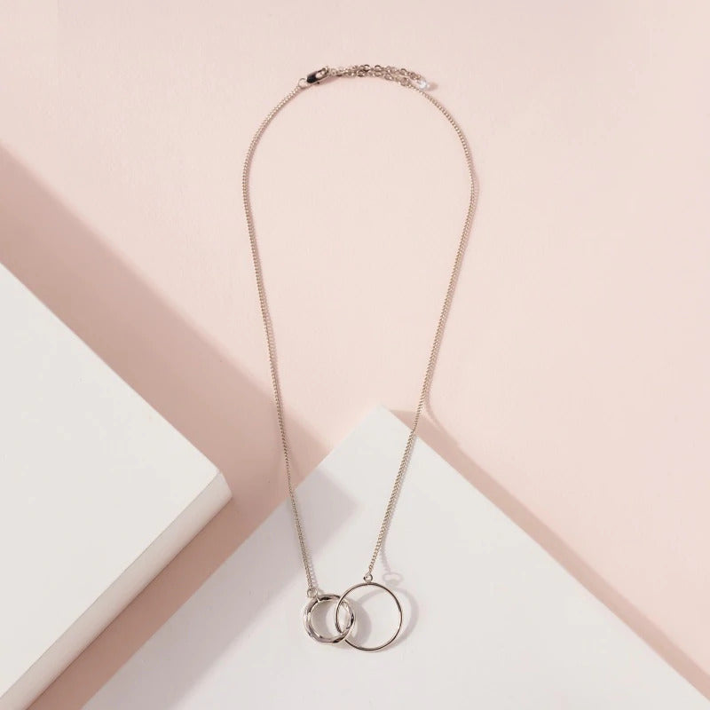 Simple O Rings Linked Short Necklace - Necklaces - Nail Polish at Beyond Polish