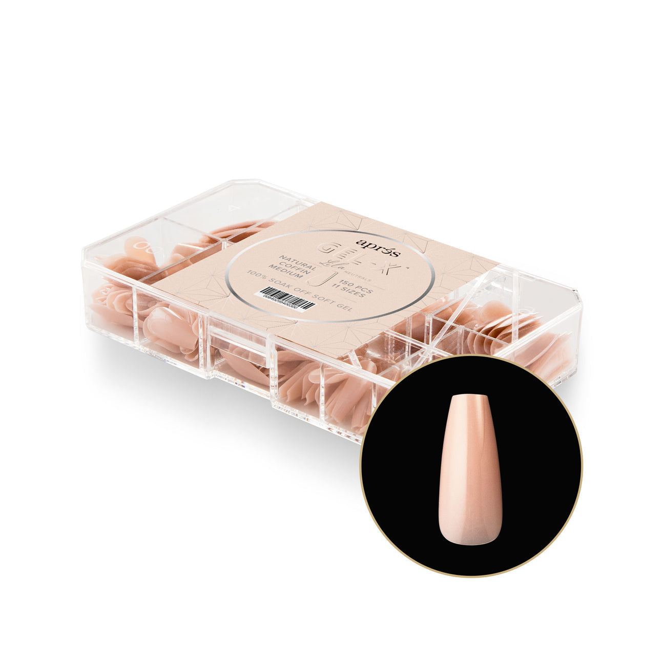 Apres - Neutrals Gel-X Tips - Lila Coffin Medium (150 pcs) - Nail Extensions - Nail Polish at Beyond Polish