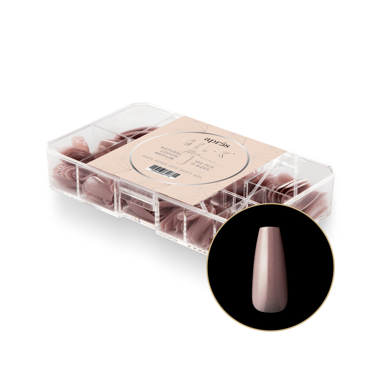 Apres - Neutrals Gel-X Tips - Mia Coffin Medium (150 pcs) - Nail Extensions - Nail Polish at Beyond Polish