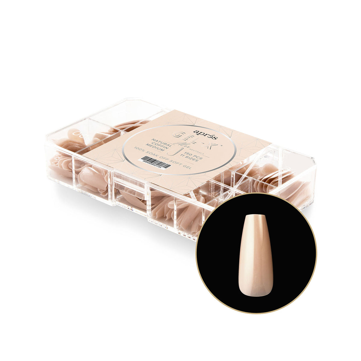 Apres - Neutrals Gel-X Tips - Alex Coffin Medium (150 pcs) - Nail Extensions - Nail Polish at Beyond Polish