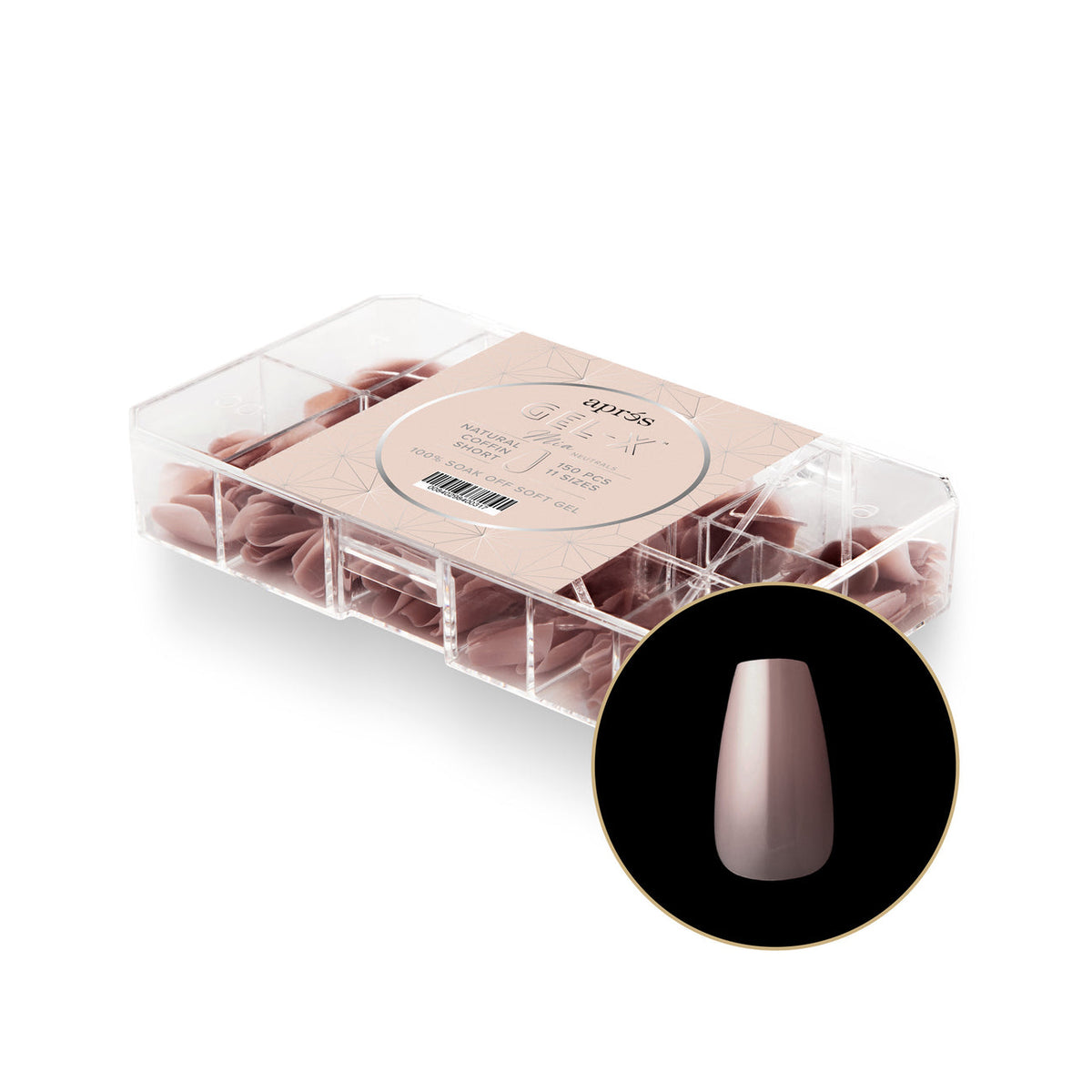 Apres - Neutrals Gel-X Tips - Mia Coffin Short (150 pcs) - Nail Extensions - Nail Polish at Beyond Polish