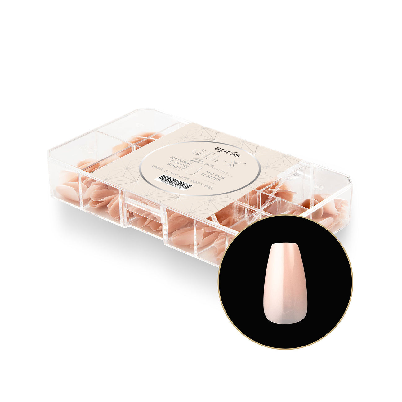 Apres - Neutrals Gel-X Tips - Maisie Coffin Short (150 pcs) - Nail Extensions - Nail Polish at Beyond Polish