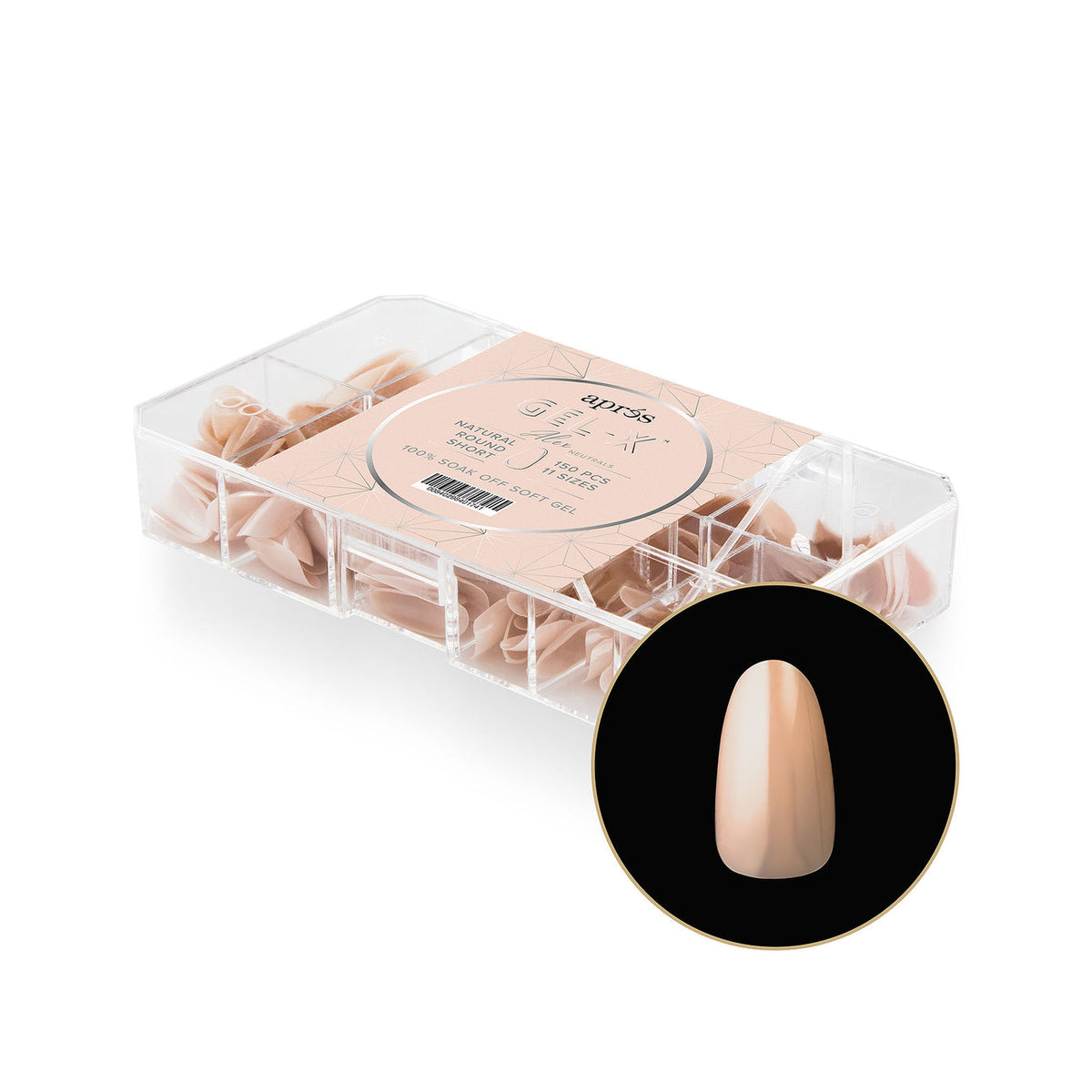 Apres - Neutrals Gel-X Tips - Alex Round Short (150 pcs) - Nail Extensions - Nail Polish at Beyond Polish