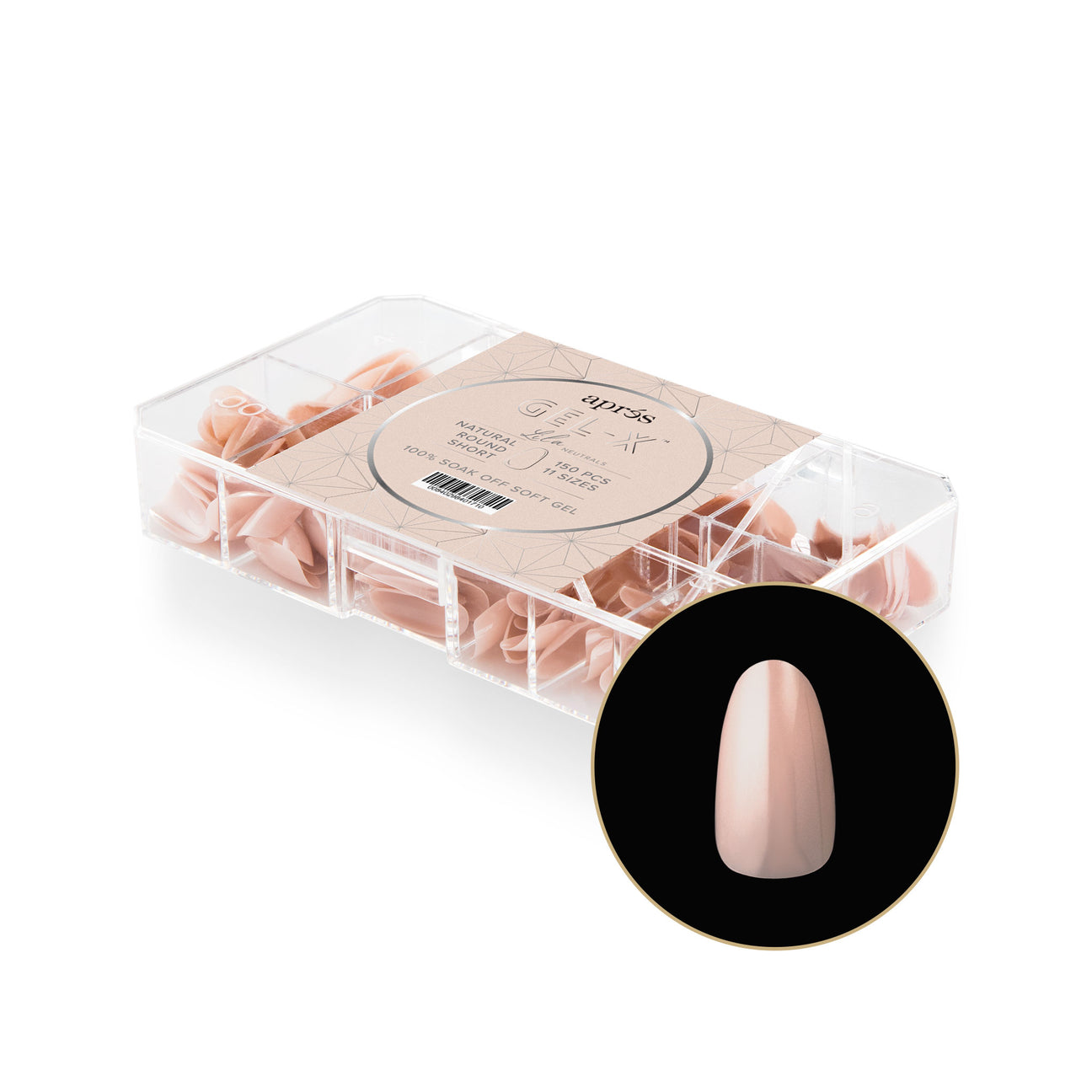 Apres - Neutrals Gel-X Tips - Lila Round Short (150 pcs) - Nail Extensions - Nail Polish at Beyond Polish
