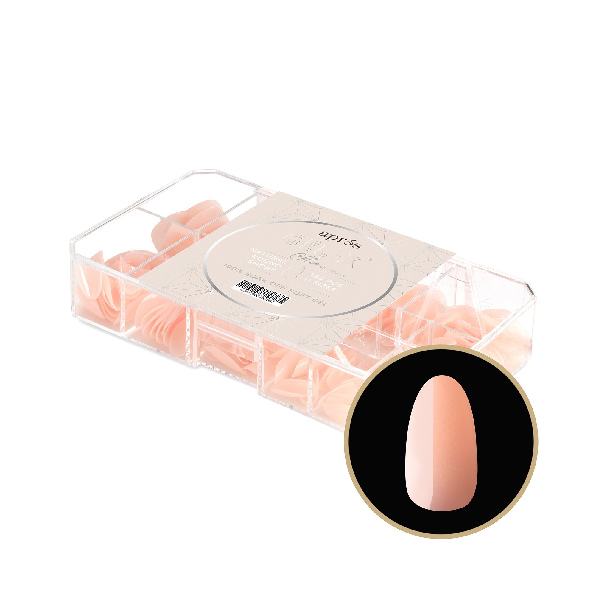 apres - Neutrals Gel-X Tips 2.0 - Chloe Natural Round Short (150 pcs) - Nail Extensions - Nail Polish at Beyond Polish