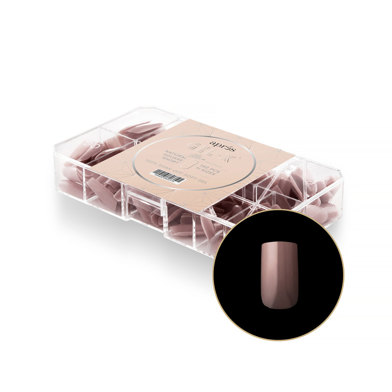 Apres - Neutrals Gel-X Tips - Mia Square Short (150 pcs) - Nail Extensions - Nail Polish at Beyond Polish