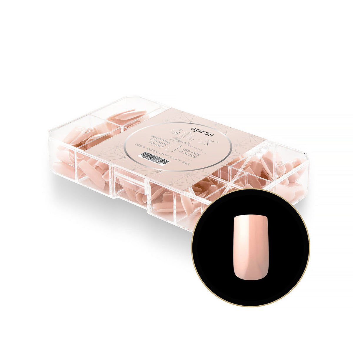 Apres - Neutrals Gel-X Tips - Maisie Square Short (150 pcs) - Nail Extensions - Nail Polish at Beyond Polish