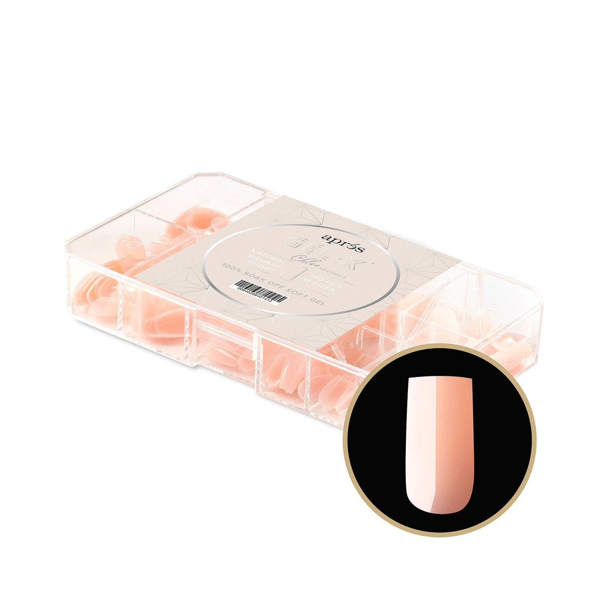 apres - Neutrals Gel-X Tips 2.0 - Chloe Natural Square Short (150 pcs) - Nail Extensions - Nail Polish at Beyond Polish
