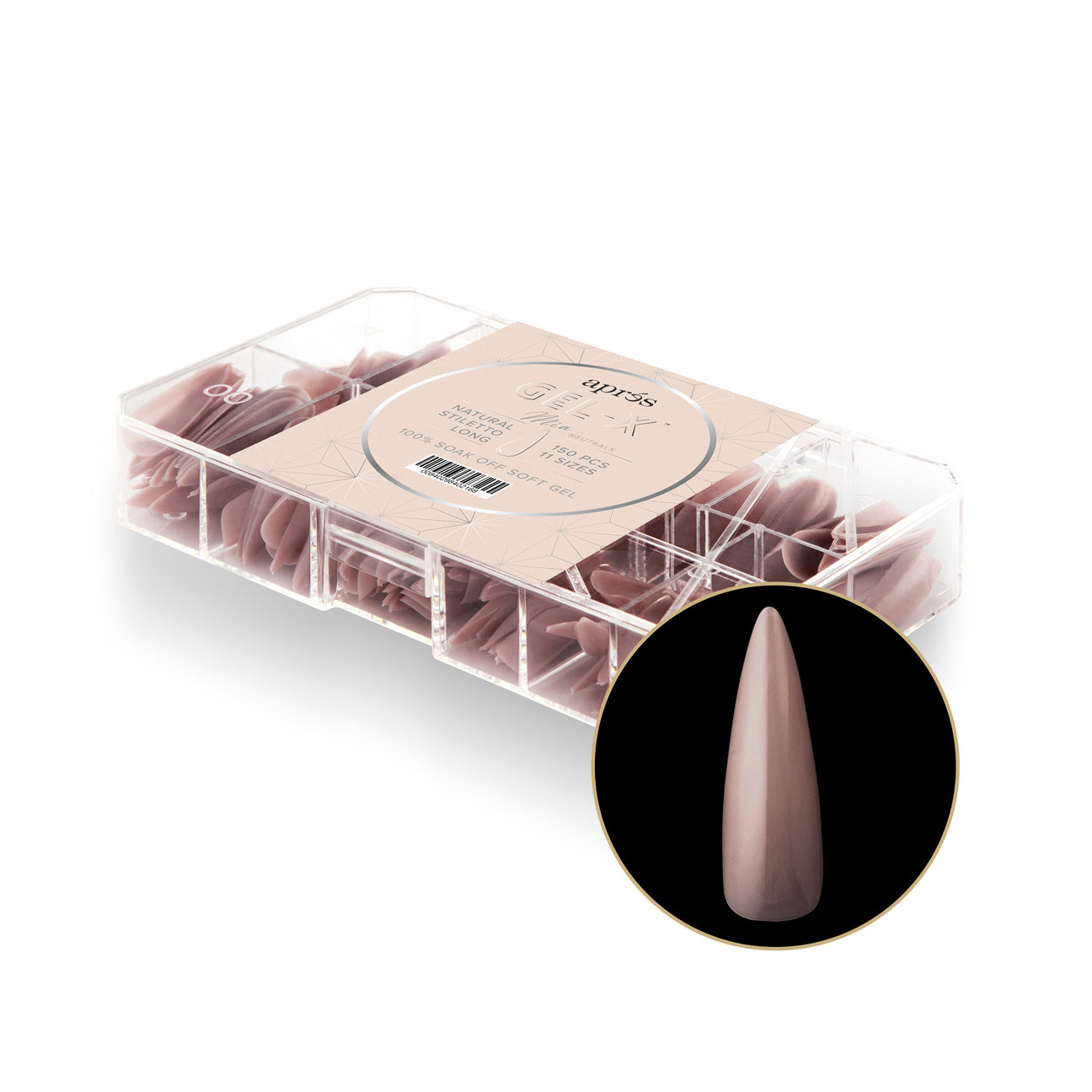 Apres - Neutrals Gel-X Tips - Mia Stiletto Long (150 pcs) - Nail Extensions - Nail Polish at Beyond Polish