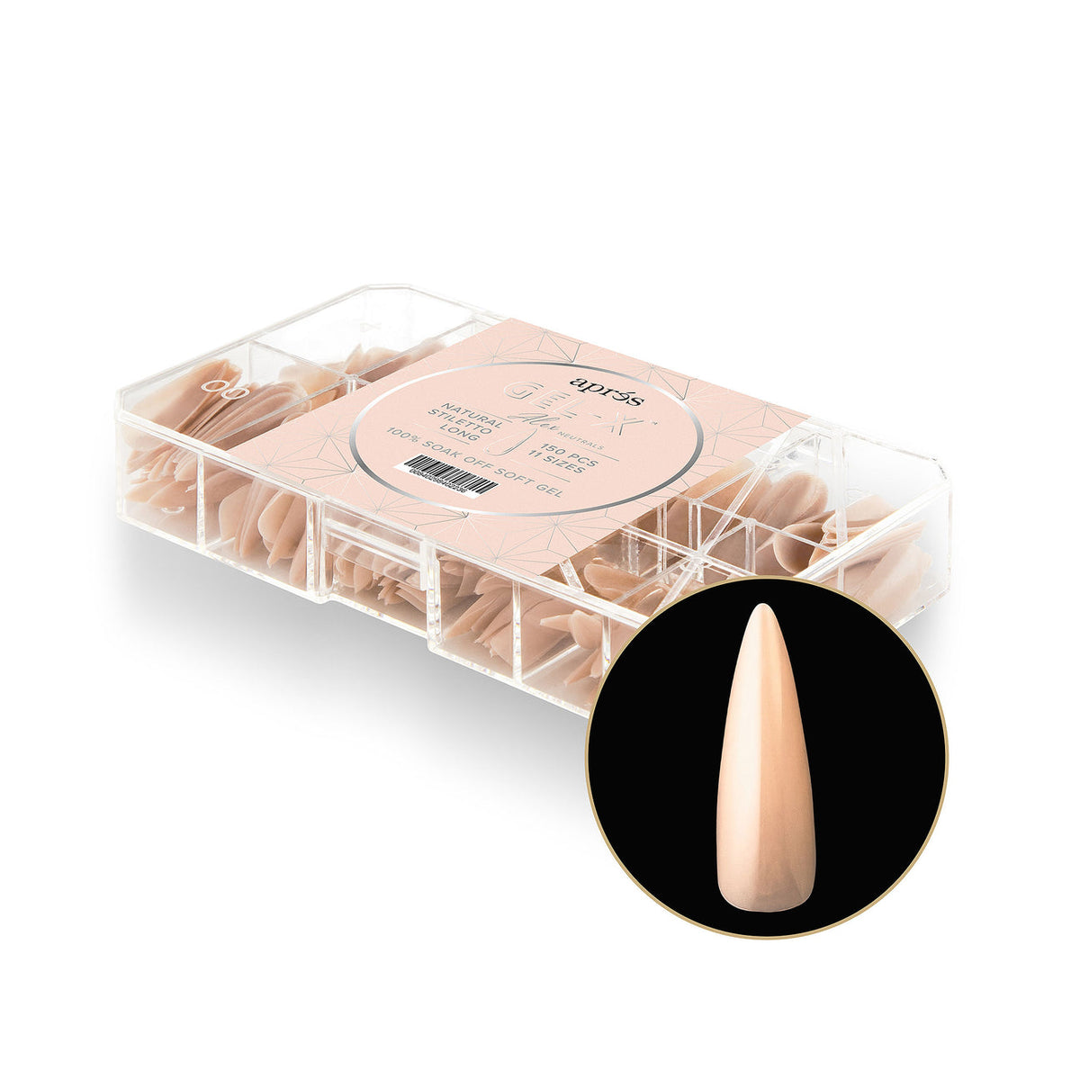 Apres - Neutrals Gel-X Tips - Alex Stiletto Long (150 pcs) - Nail Extensions - Nail Polish at Beyond Polish