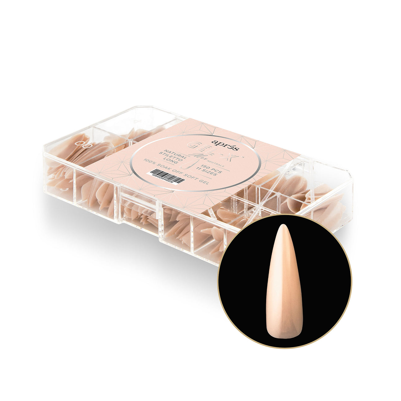 Apres - Neutrals Gel-X Tips - Alex Stiletto Long (150 pcs) - Nail Extensions - Nail Polish at Beyond Polish