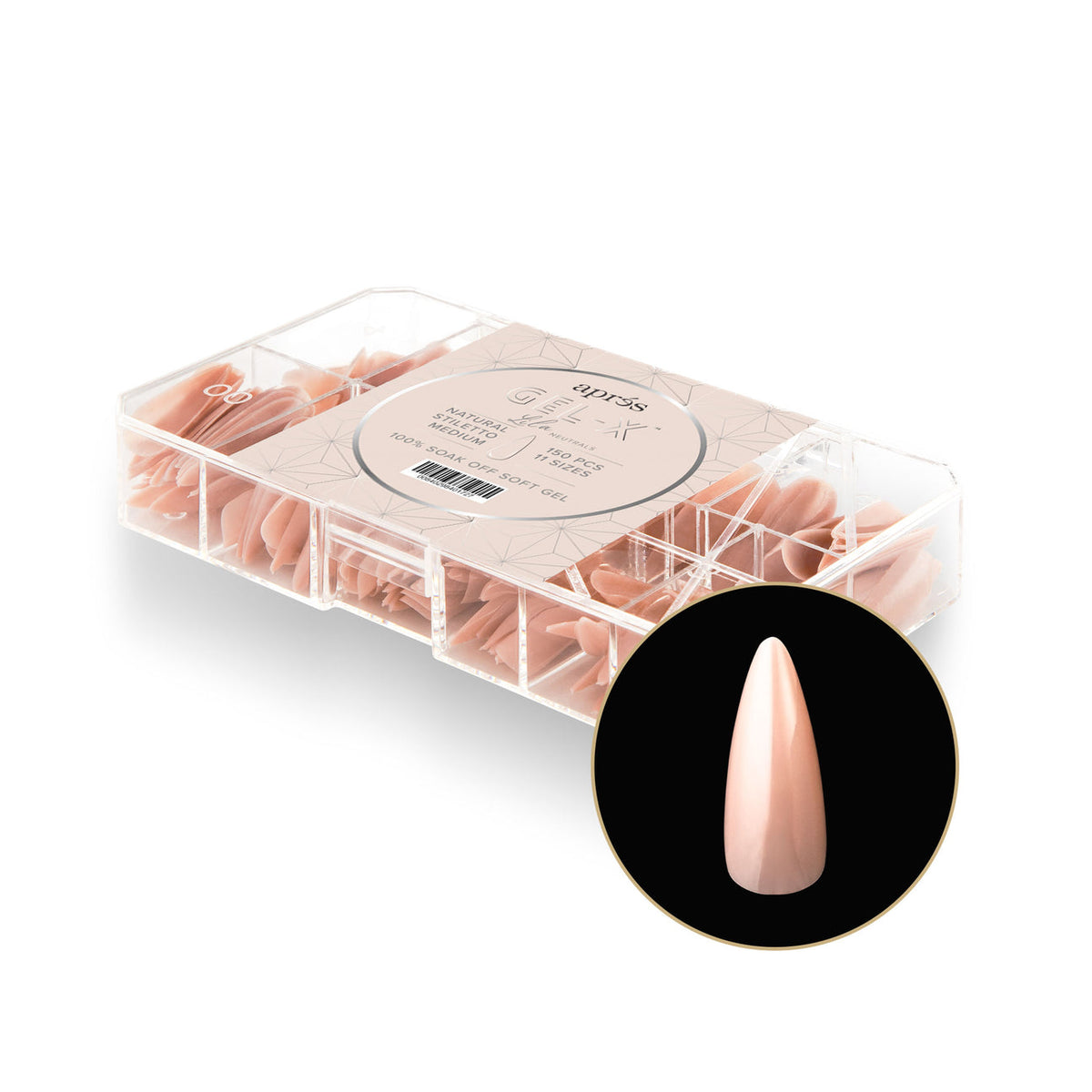 Apres - Neutrals Gel-X Tips - Lila Stiletto Medium (150 pcs) - Nail Extensions - Nail Polish at Beyond Polish