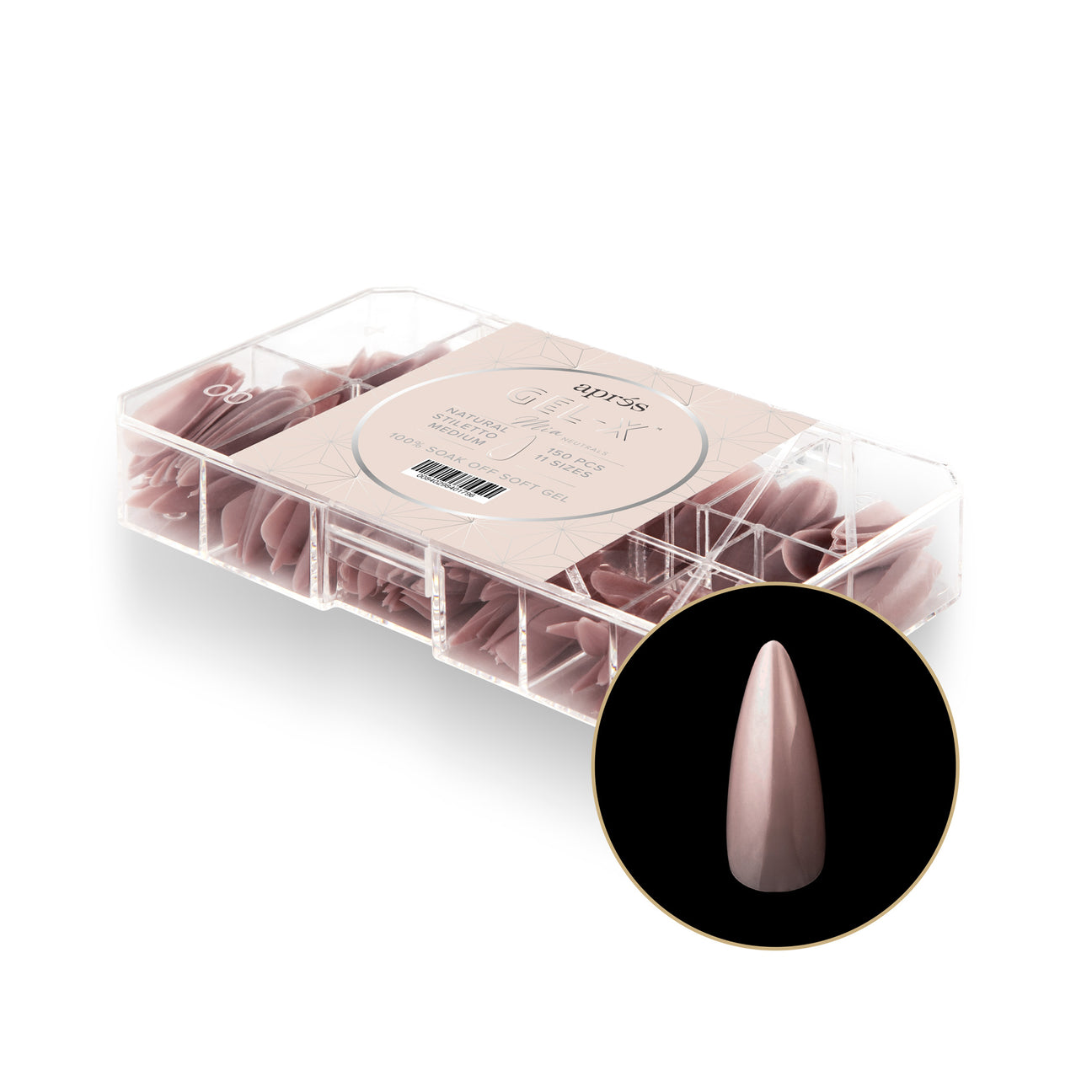 Apres - Neutrals Gel-X Tips - Mia Stiletto Medium (150 pcs) - Nail Extensions - Nail Polish at Beyond Polish