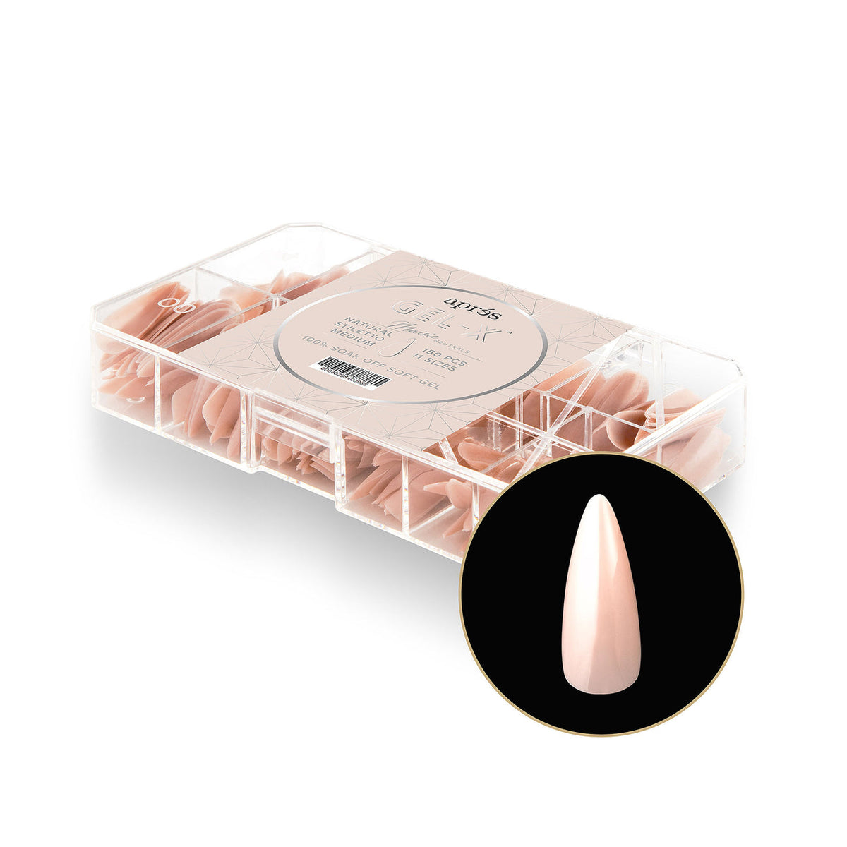 Apres - Neutrals Gel-X Tips - Maisie Stiletto Medium (150 pcs) - Nail Extensions - Nail Polish at Beyond Polish