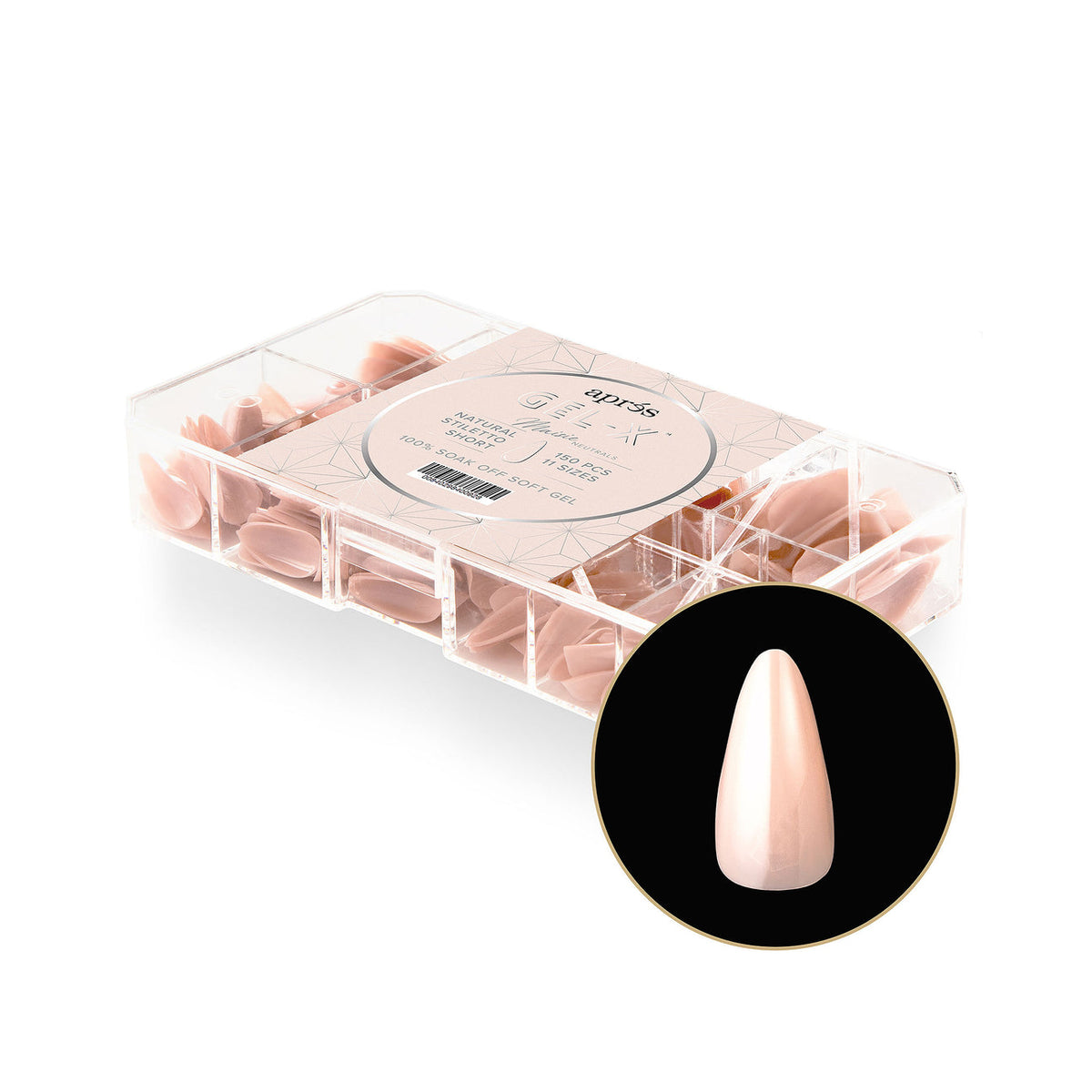 Apres - Neutrals Gel-X Tips - Maisie Stiletto Short (150 pcs) - Nail Extensions - Nail Polish at Beyond Polish