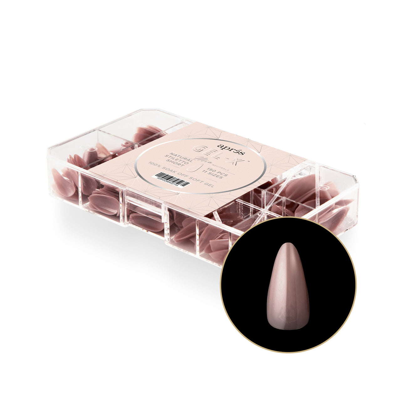 Apres - Neutrals Gel-X Tips - Mia Stiletto Short (150 pcs) - Nail Extensions - Nail Polish at Beyond Polish