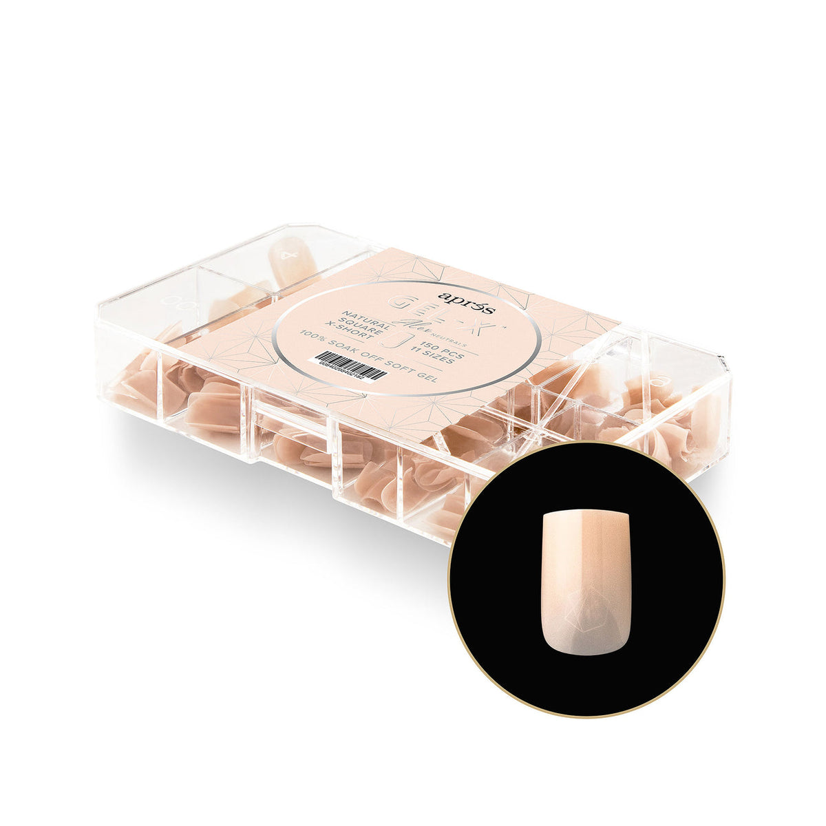 Apres - Neutrals Gel-X Tips - Alex Square Extra Short (150 pcs) - Nail Extensions - Nail Polish at Beyond Polish