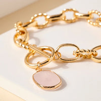Stone Charm Metal Chain Linked Bracelet - Bracelets - Nail Polish at Beyond Polish