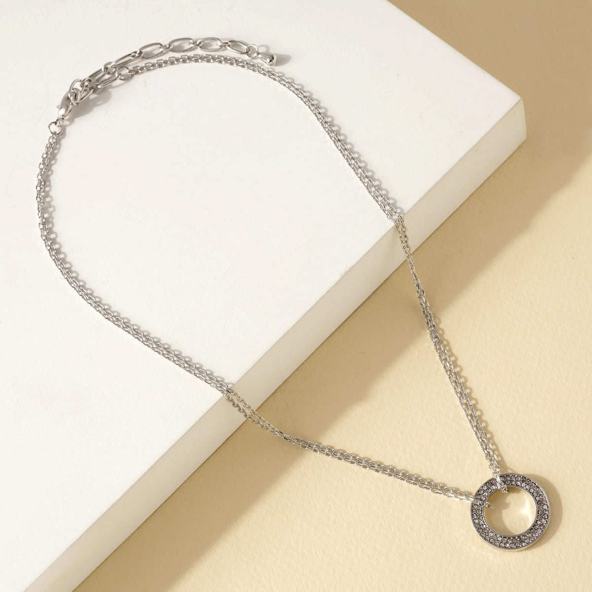 Layered Circle Pendant Chain Necklace - Necklaces - Nail Polish at Beyond Polish