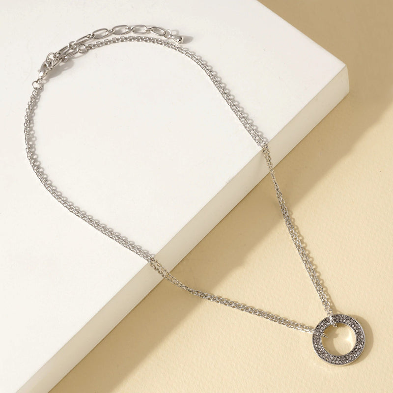 Layered Circle Pendant Chain Necklace - Necklaces - Nail Polish at Beyond Polish