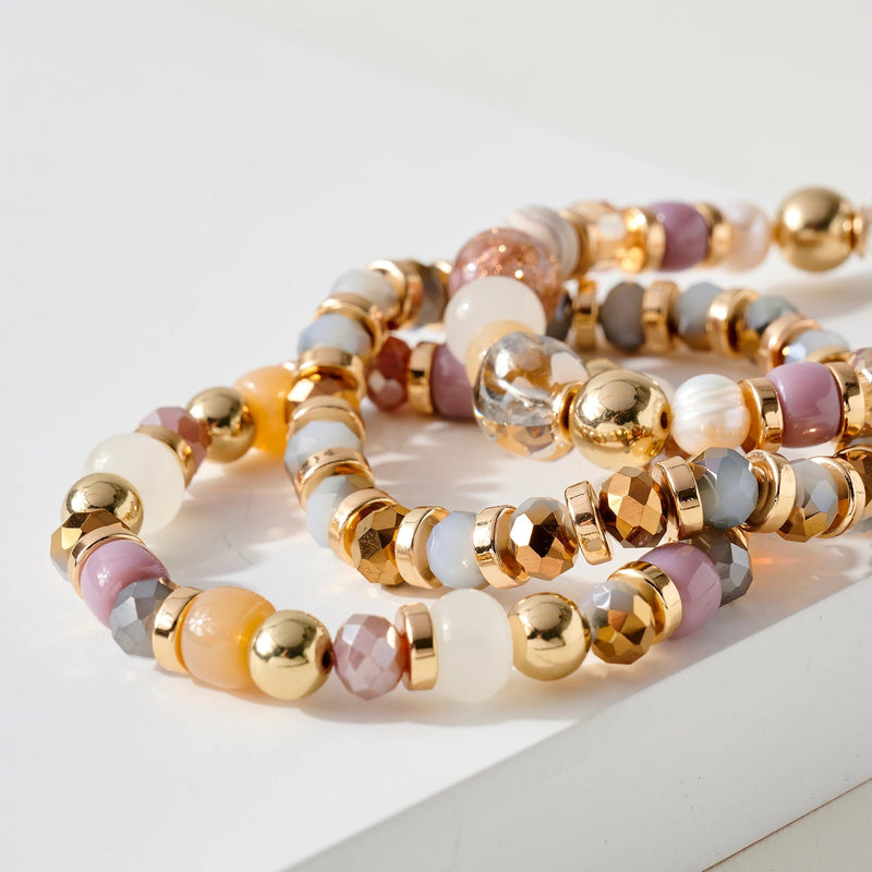 Stone Glass Beaded Bracelet Set - Bracelets - Nail Polish at Beyond Polish