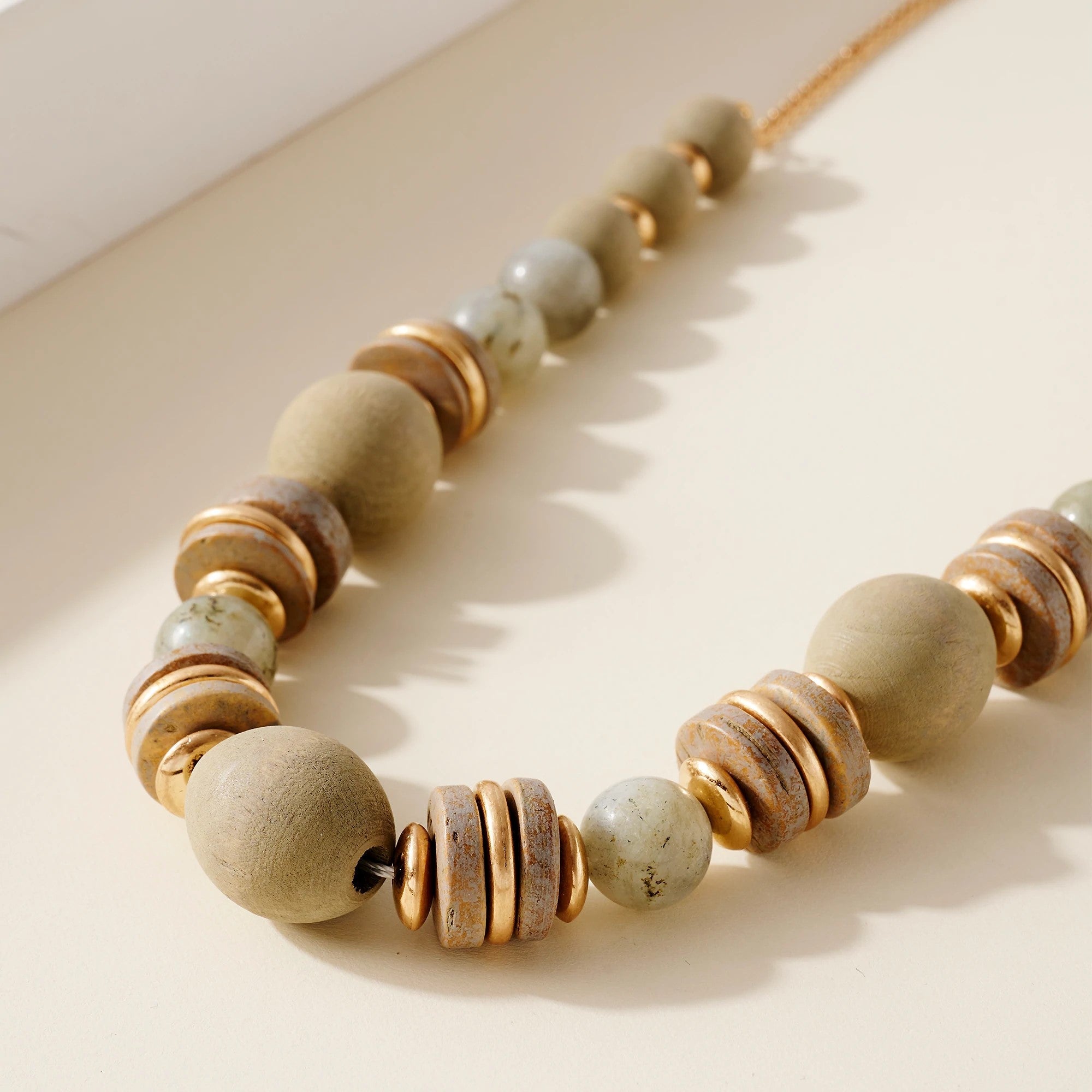 Chunky Wood Stone Bead Necklace - Necklaces - Nail Polish at Beyond Polish