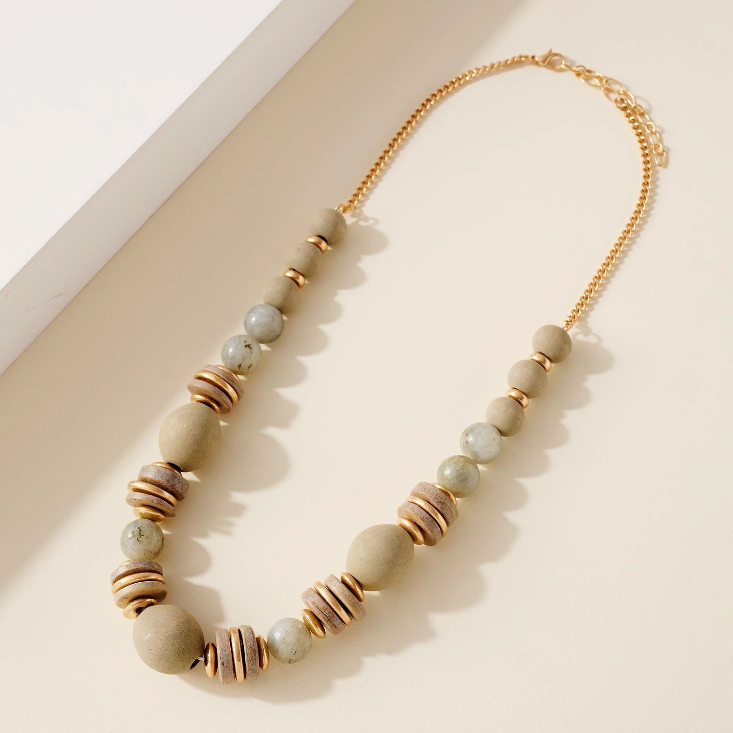 Chunky Wood Stone Bead Necklace - Necklaces - Nail Polish at Beyond Polish