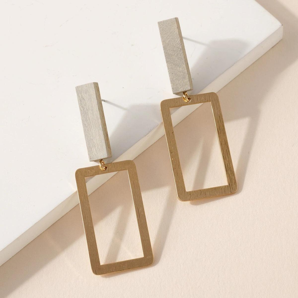 Rectangular Wood Dangling Earrings - Bracelets - Nail Polish at Beyond Polish