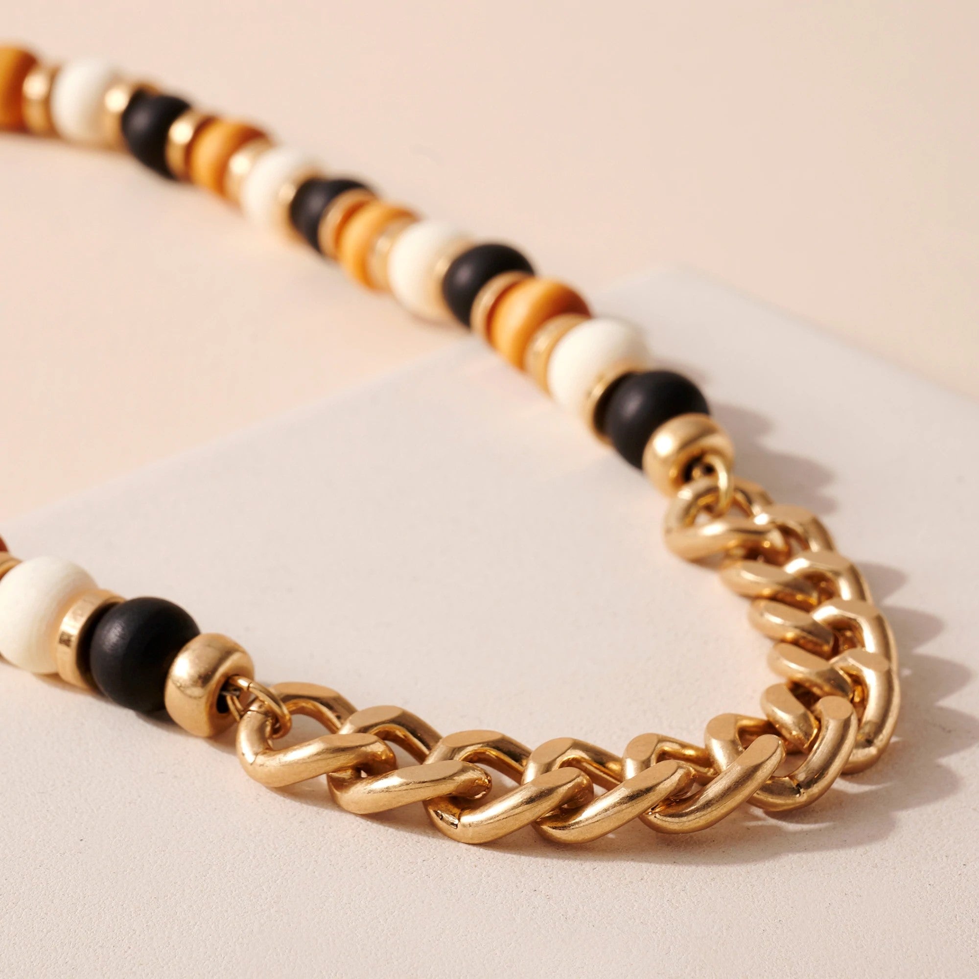 Wood Bead Chain Necklace - Necklaces - Nail Polish at Beyond Polish