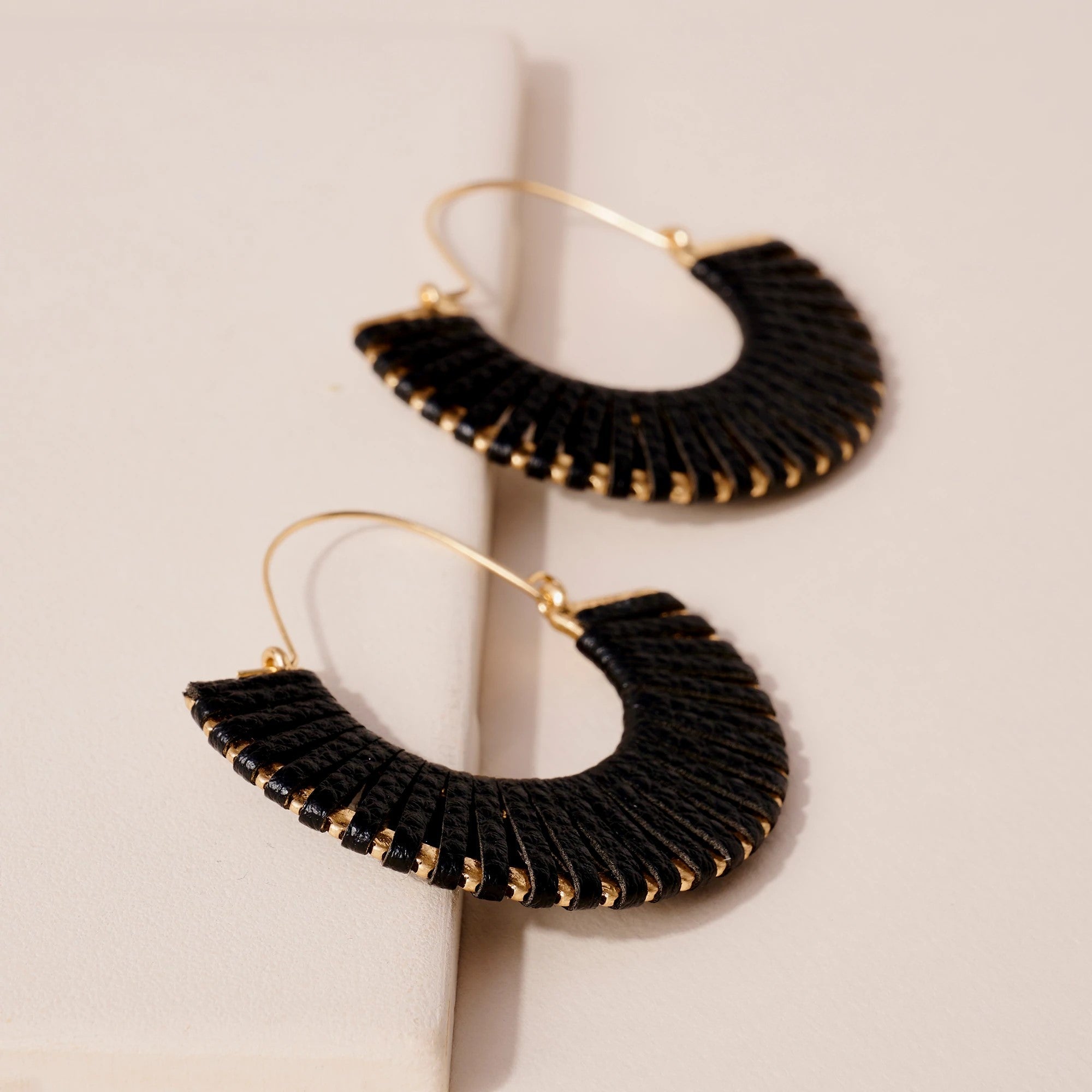 Semi Circle PU Leather Hoop Earrings - Earrings - Nail Polish at Beyond Polish