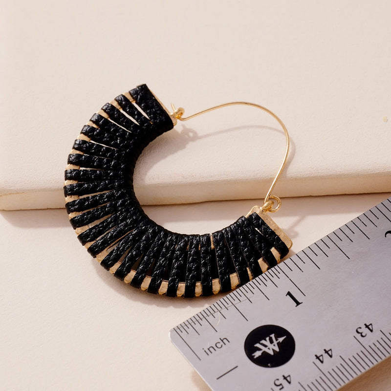Semi Circle PU Leather Hoop Earrings - Earrings - Nail Polish at Beyond Polish