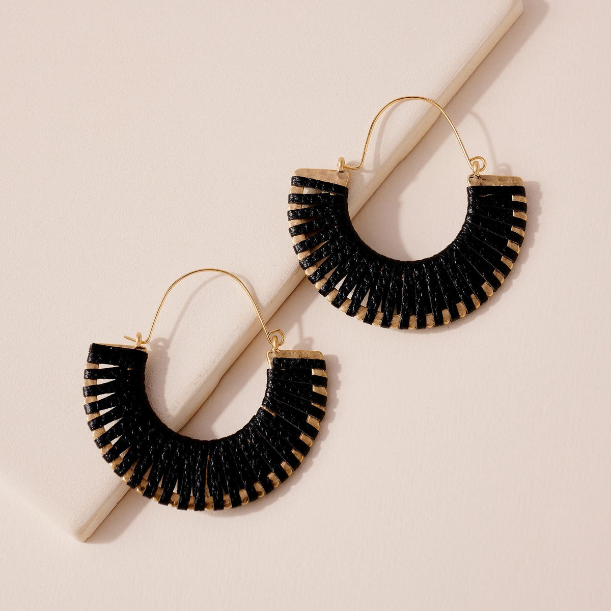 Semi Circle PU Leather Hoop Earrings - Earrings - Nail Polish at Beyond Polish
