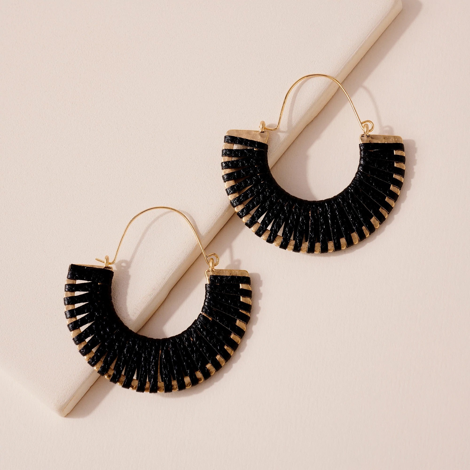 Semi Circle PU Leather Hoop Earrings - Earrings - Nail Polish at Beyond Polish