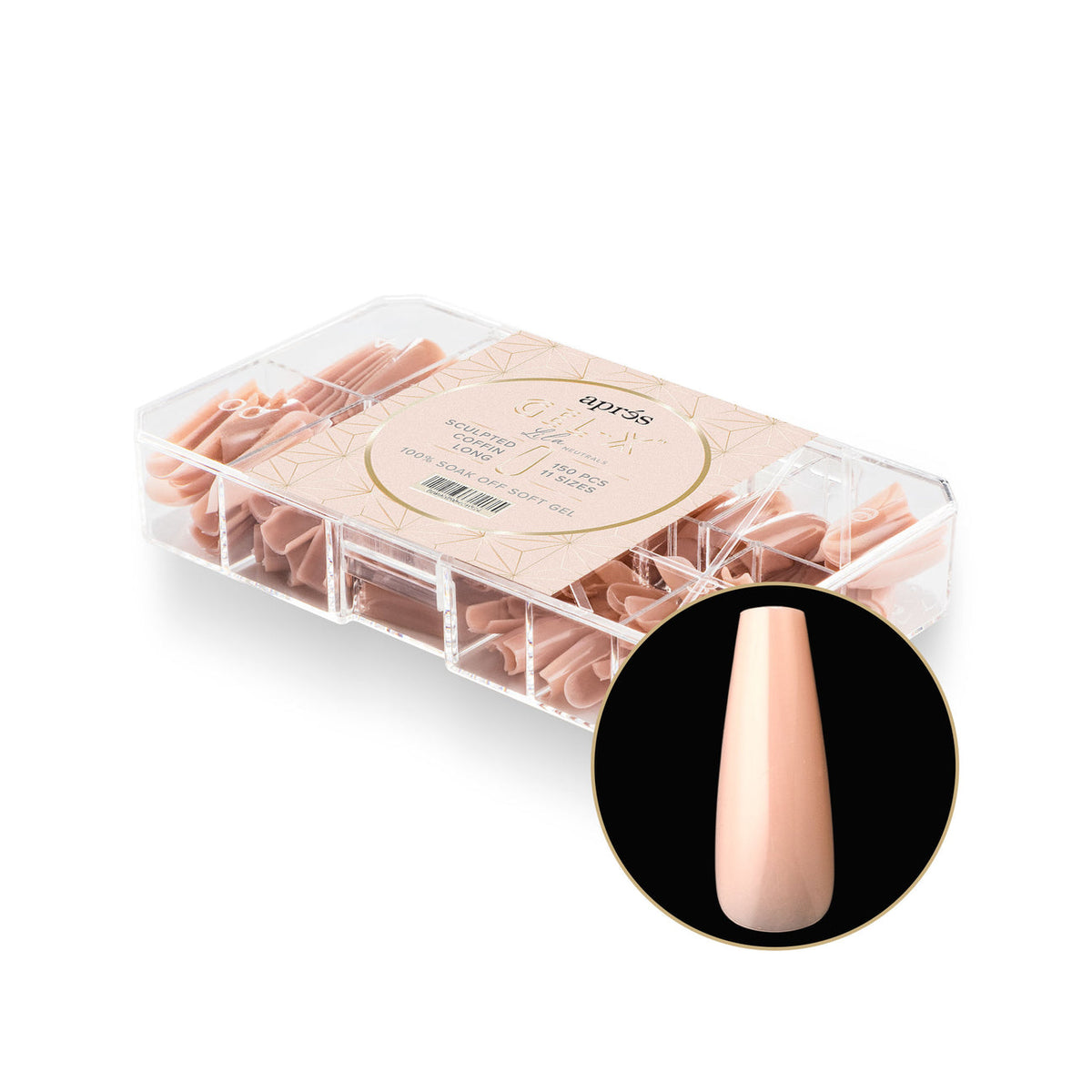 Apres - Neutrals Gel-X Tips - Lila Sculpted Coffin Long (150 pcs) - Nail Extensions - Nail Polish at Beyond Polish